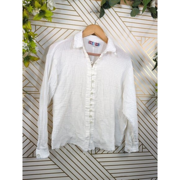 URBAN OUTFITTERS Women's Gauze Button Up Romantic Top Long Sleeve Boho White SM - Picture 3 of 7